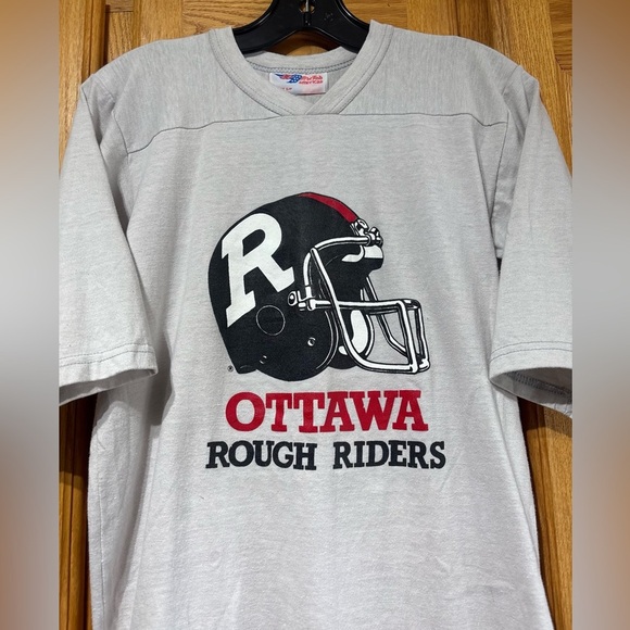Vintage 80's Ottawa Rough Riders CFL Football Shirt 3/4 Sleeves Small - Picture 2 of 5